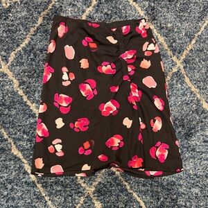 CAbi Black Skirt with Pink and Red petal floral Accents size medium